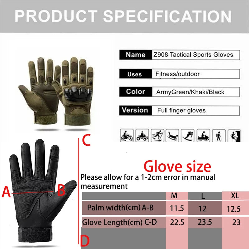 Outdoor sport Hunting Full Finger Walking Gloves Mountaineering Gloves Touch Design Fitness Protection Sports Motorcycle Gloves