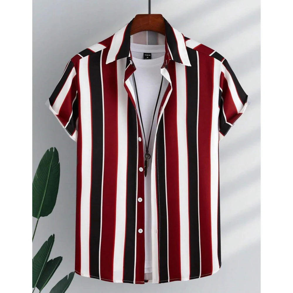 Summer Fashion Striped 3D Print Men's Shirts Basic Graphicsbutton Short Sleeve Lapel Streetwear Hawaiian Blouse Shirts for Men