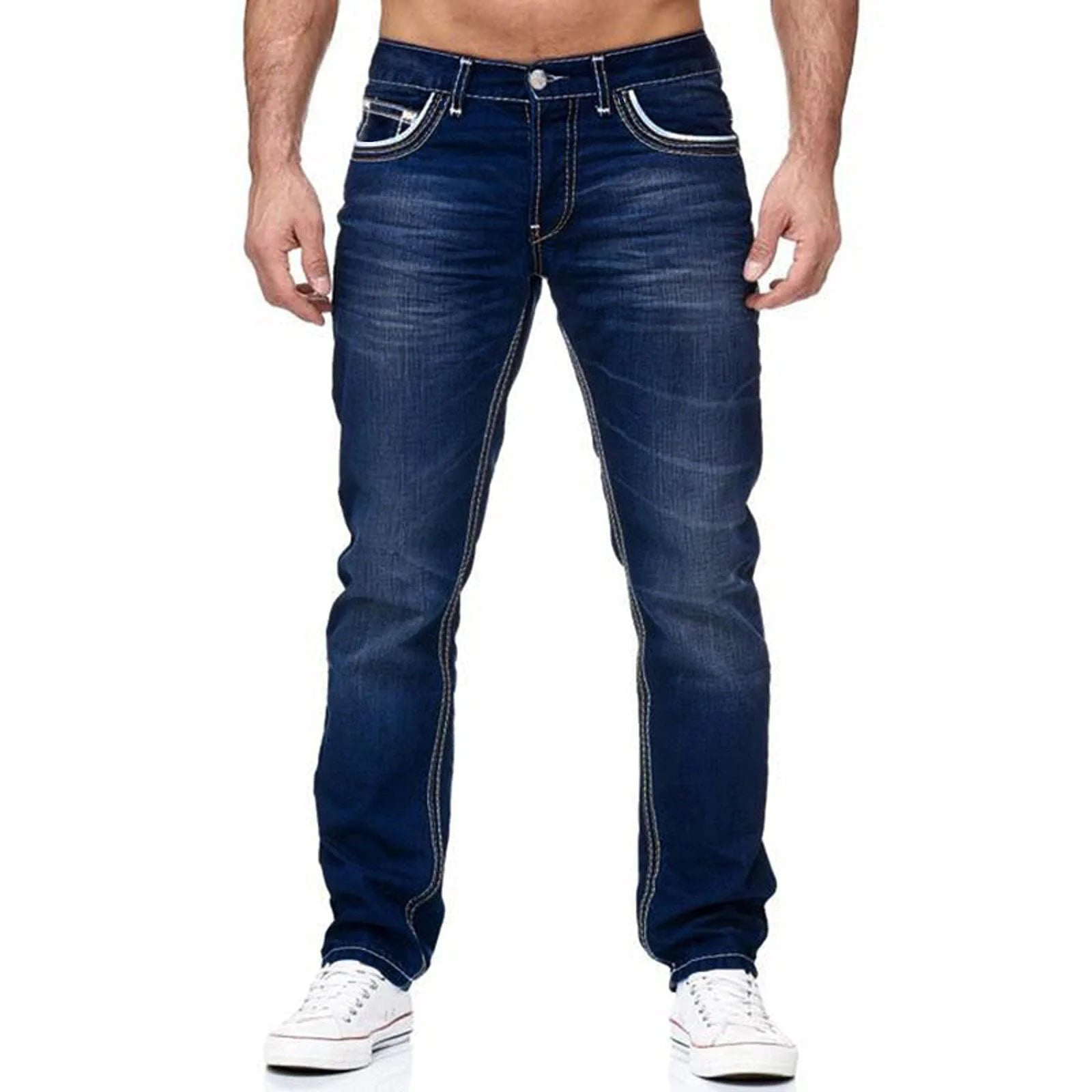 Kakan - High-quality Men's Personalized Double-line Jeans, New Dark Blue, Light Blue, Black Jeans K05-8878 In Spring and Autumn