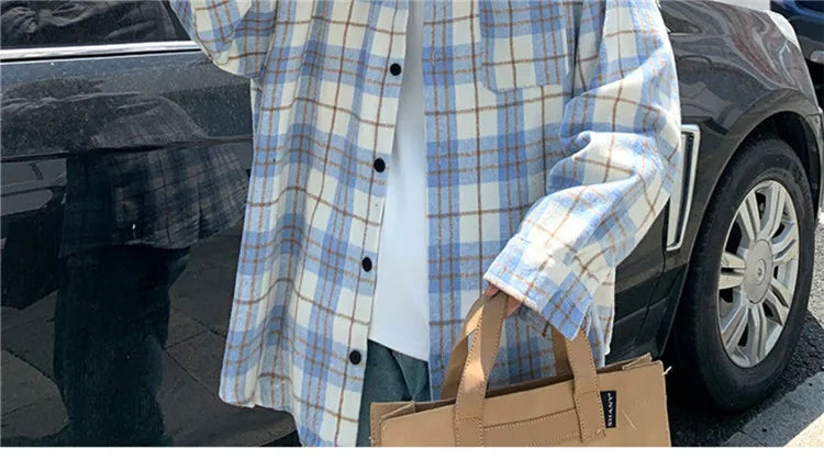 Men's Plaid Long Sleeve Shirt Loose Fit Thin Style Autumn Spring Casual Wear Sun Protection Outerwear Classic Check Pattern