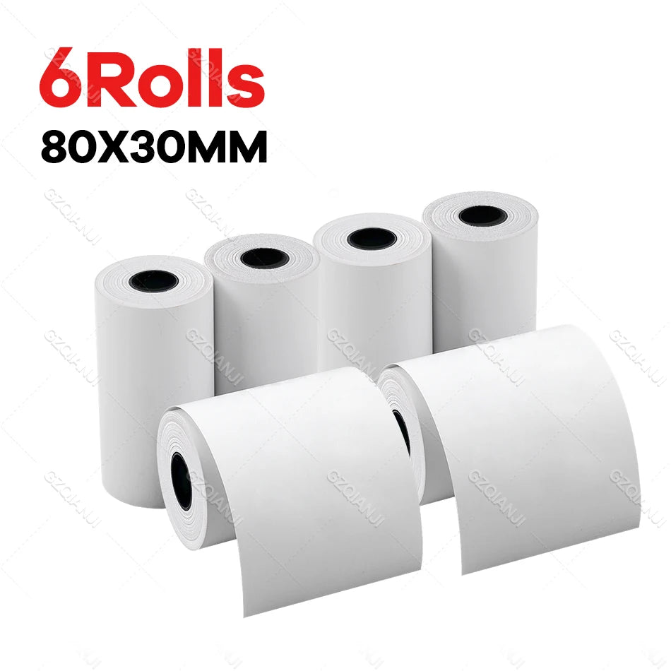80mm Width Non-Adhesive Thermal Printer Paper for Pos Receipt Maker Black on White Printing 3 Rolls Suitable Notes List Photo