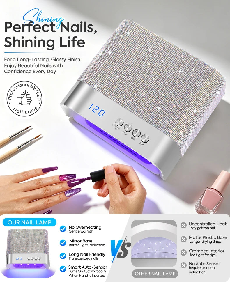 UV LED Nail Lamp 36LEDS Gel Polish Drying Lamp With Automatic Sensing 4 Timer Removable Magnetic Base Plate Manicure Salon Tools
