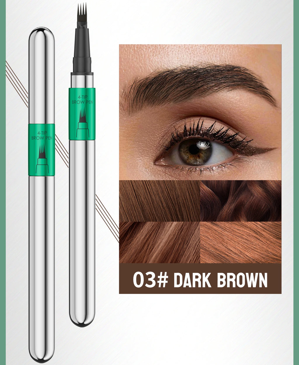 4-Tip Eyebrow Pen, 4 Heads Design, Wild Brow, Long Lasting, Smudge Proof, Waterproof Sweat Resistant Anti-transfer Cosmetic