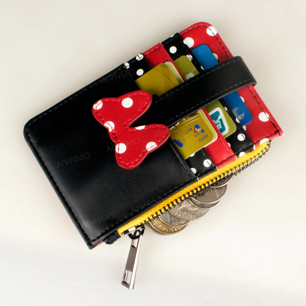 Cute Bow Dot High-Quality Zipper Wallet, Fashionable Personalized Card Holder, Stylish Coin Purse, Trendy Accessory for Daily