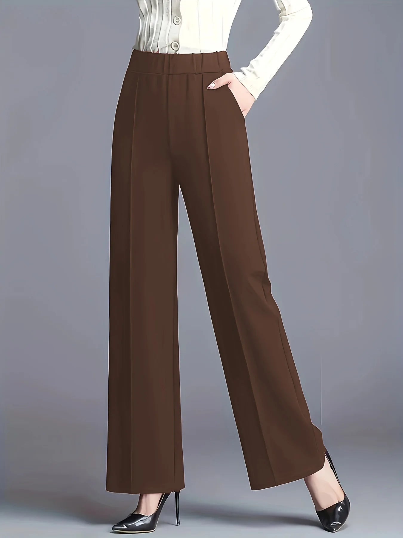 Women High Waist Draped Wide Leg Suit Pants Loose Slimming Straight Casual Versatile Trousers Multiple Colors Daily Commuter
