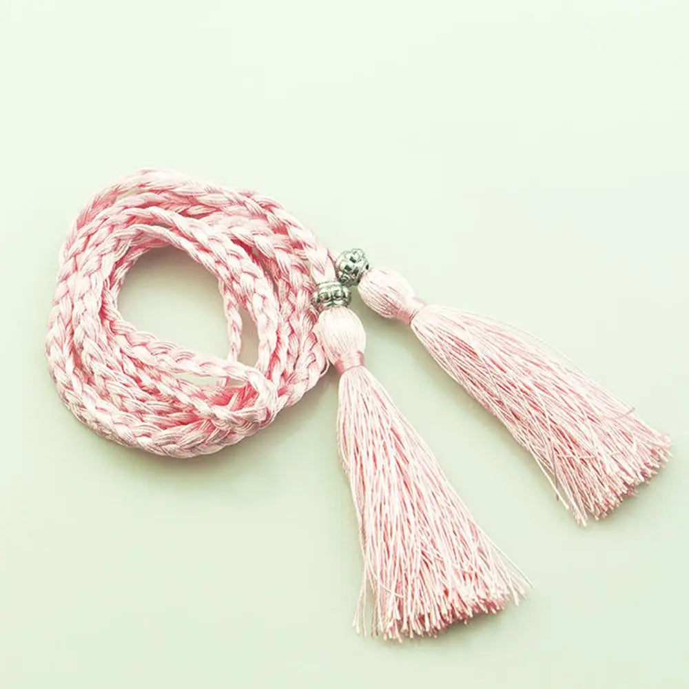 160cm Thin Bow Tassle Dress Woven Rope Tassles Belts Waist Chain Braided Belts Waist Rope