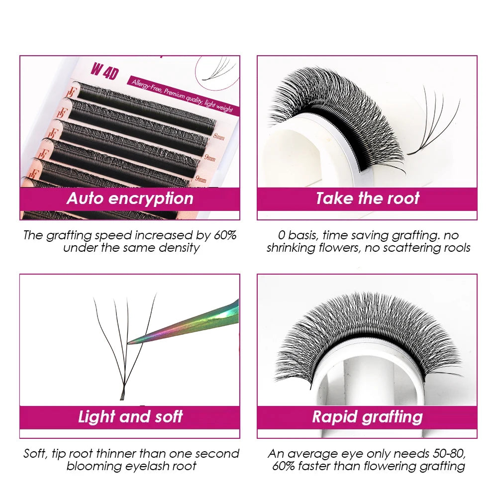 FADVAN W 3D 4D 5D 8-12/8-14mm Eyelashes Eyelash Extension W Shape C/D Curl Novelty Hybrid Volume Make-up Faux Mink Lashed