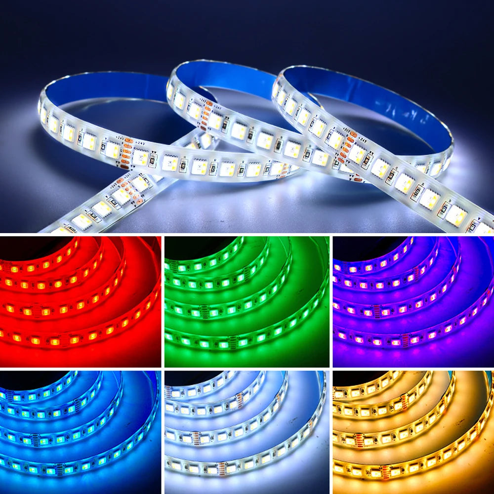 5in1 RGB CCT Led Strip Light 5m 10m 050 SMD 5 in 1 RGBW RGB+CCT CW+RGB+WW Super Bright Flexible LED Tape Lights 6pin 24V