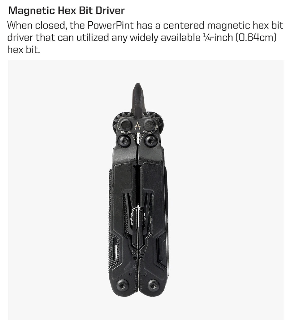 SOG 18 in 1 PowerPint Mini Multi-tool Stainless Steel Pocket EDC Multifunctional Pliers with Folding Knife Screwdrivers Scissors For Survival Fishing Hiking Cycling Travel DIY Home Emergency Repair Portable Camping Tools and
