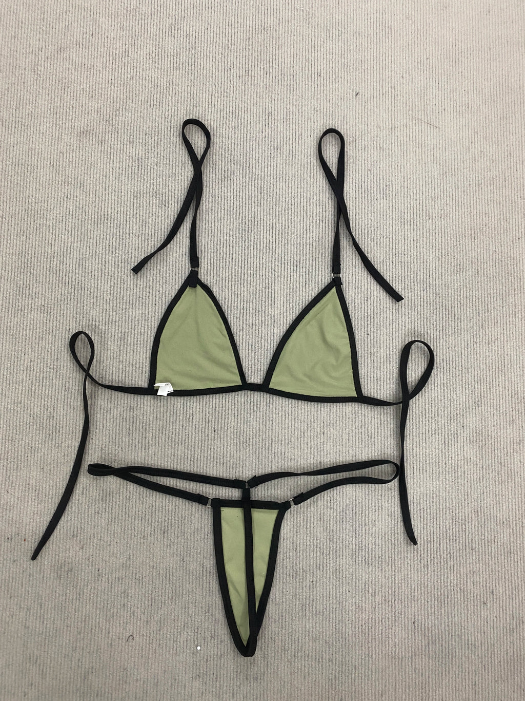 Women's Clothing Sexy Fashion Hanging Neck Lace Up Bikini Triangle Low Waist Mini Thong Solid Swimsuit Summer Beach Vacation Sui