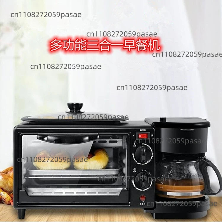 Three-in-one Breakfast Machine, Household Multi-functional Electric Oven, Coffee Machine, Grilling and Frying in One