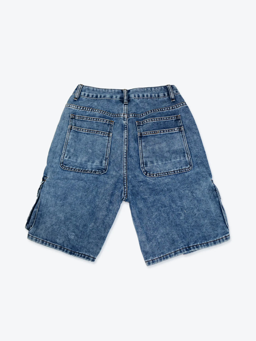 Shorts Women Knee Length Cargo Jeans Multiple Pockets High Waist Washed Distressed Streetwear 2025 Summer Denims Short Pants