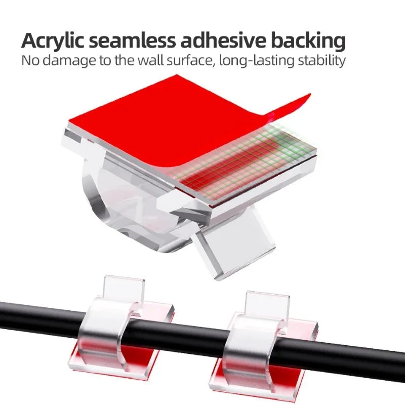 10/20/50PCS Cable Organizer Clips Wire Winder Holder Earphone Mouse Cord Clip Protector USB Cable Management Clips Wire Manager