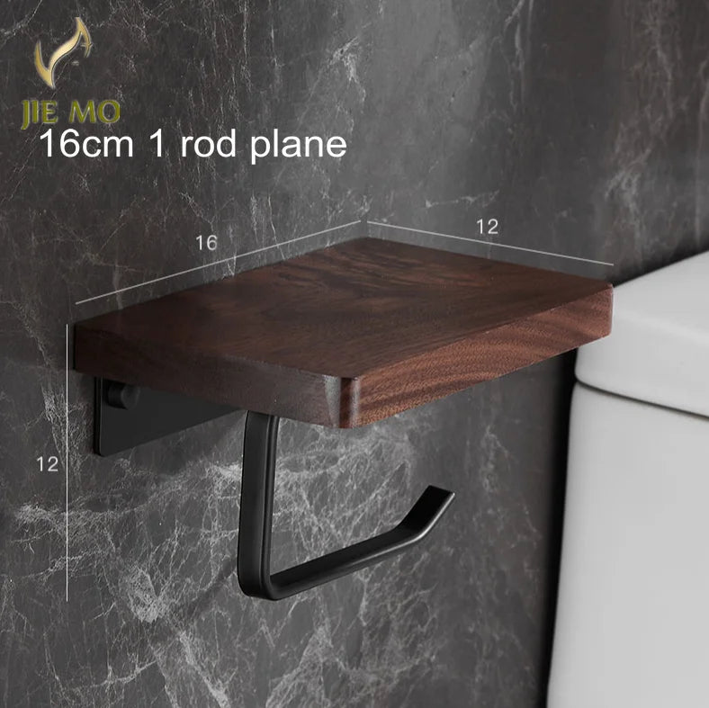 Paper Towel Rack Black Walnut Toilet Roll Rack Creative Solid Wood Paper Towel Hook Bathroom Rack