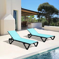 2 Pack Aluminum Outdoor Chaise Lounge,With Wheels,5 Position Adjustable,All Weather Pool Patio, Custom