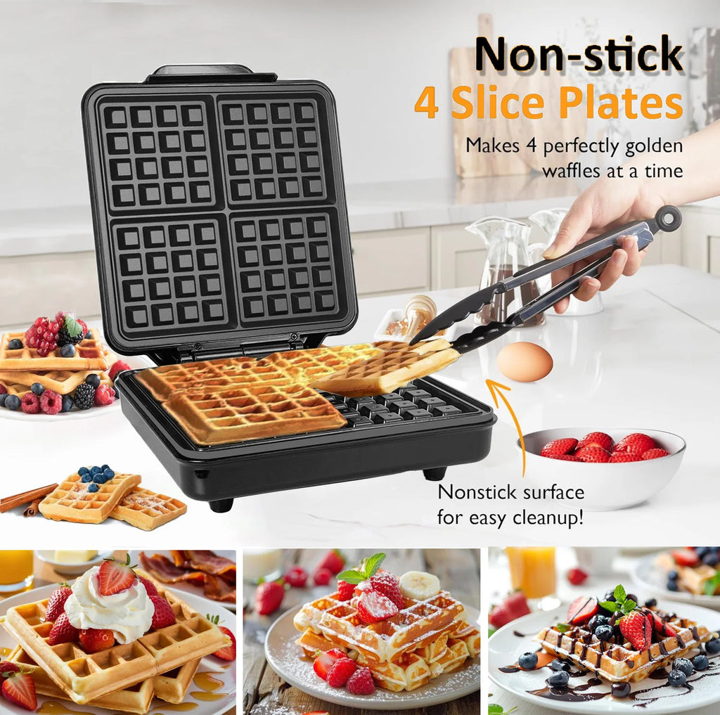Mini Automatic 1200W 4-Slice Dual Zone Non-Stick Eco-Friendly Belgian Waffle  Machine for  Use W002