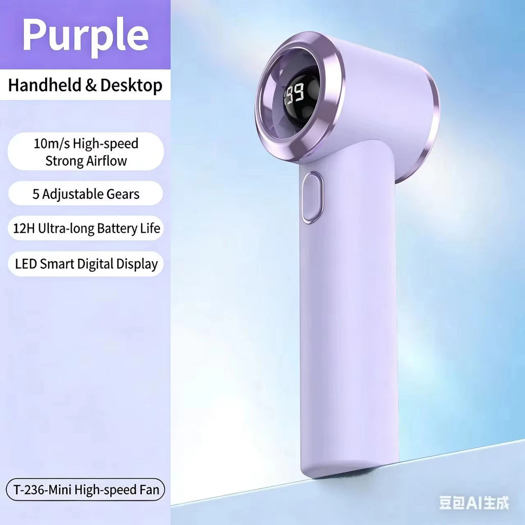 Powerful Mini Handheld Fan, Compact Portable Rechargeable Fan, High Speed Small Pocket Fan for Summer Travel Camping