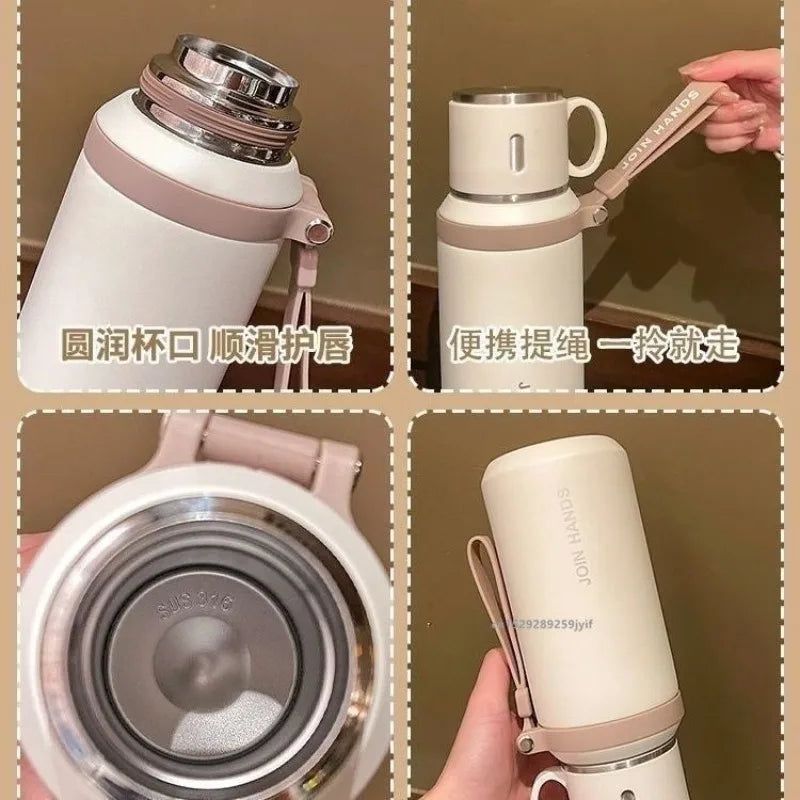 600ml/800ml Stainless Steel Coffee Cup Travel Thermal Mug Leak-Proof Thermos Bottle Tea Coffee Mug Office Business Style Thermos