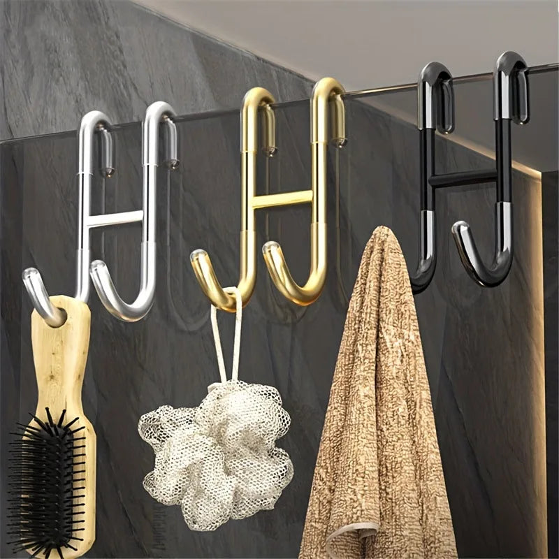 Stainless Steel Over Glass Door Shower Door Back Shower Towel Rack S-Shape Bathroom Bathrobe Hanger Holder Hooks