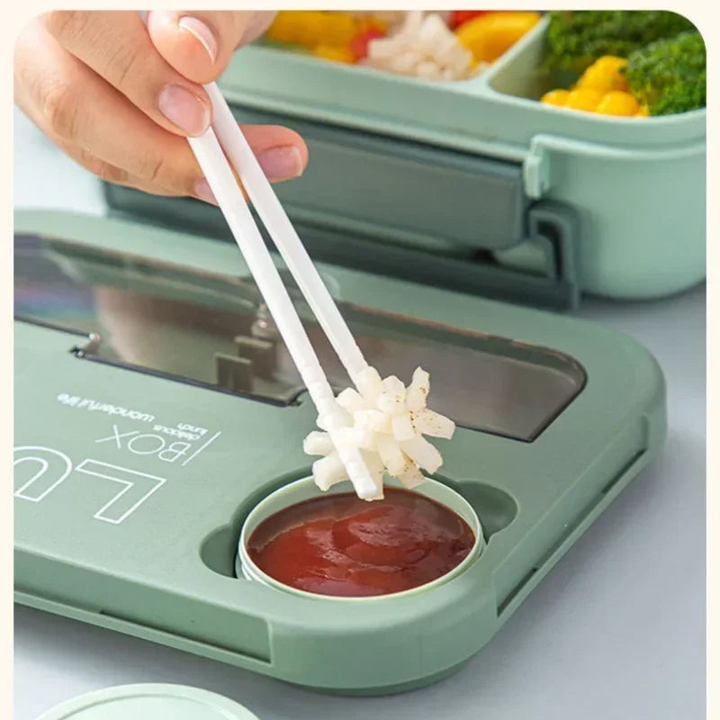 Portable Lunch Box for Office School Bento Box with Fork and Spoon Microwavable Food Container Leakproof Lunch Box