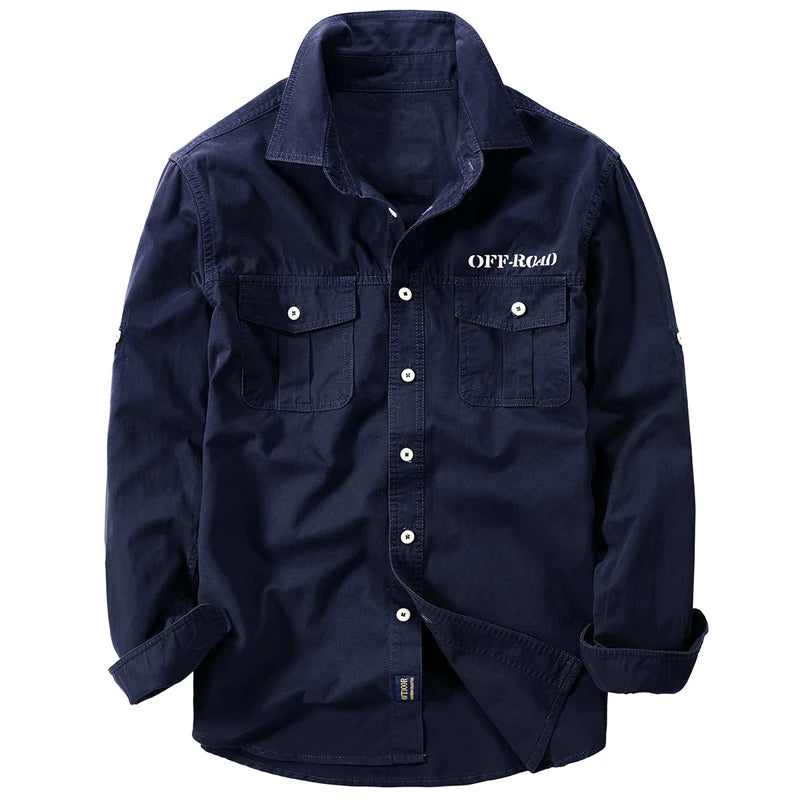 Brand Cotton Shirt Men's Spring Casual Cargo Shirts Male Long Sleeves Shirts Camiseta Masculina Plus Size 5XL 6XL
