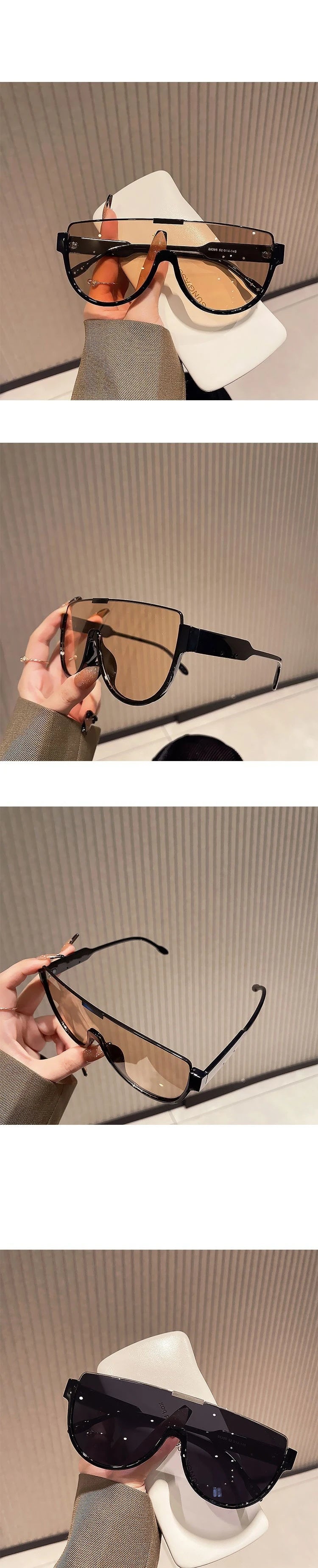 KAMMPT Vintage Semi-round Sun Glasses Women Fashion Monoblock Outdoor Goggle Shades Ins Trending 2024 New Design Sunglasses