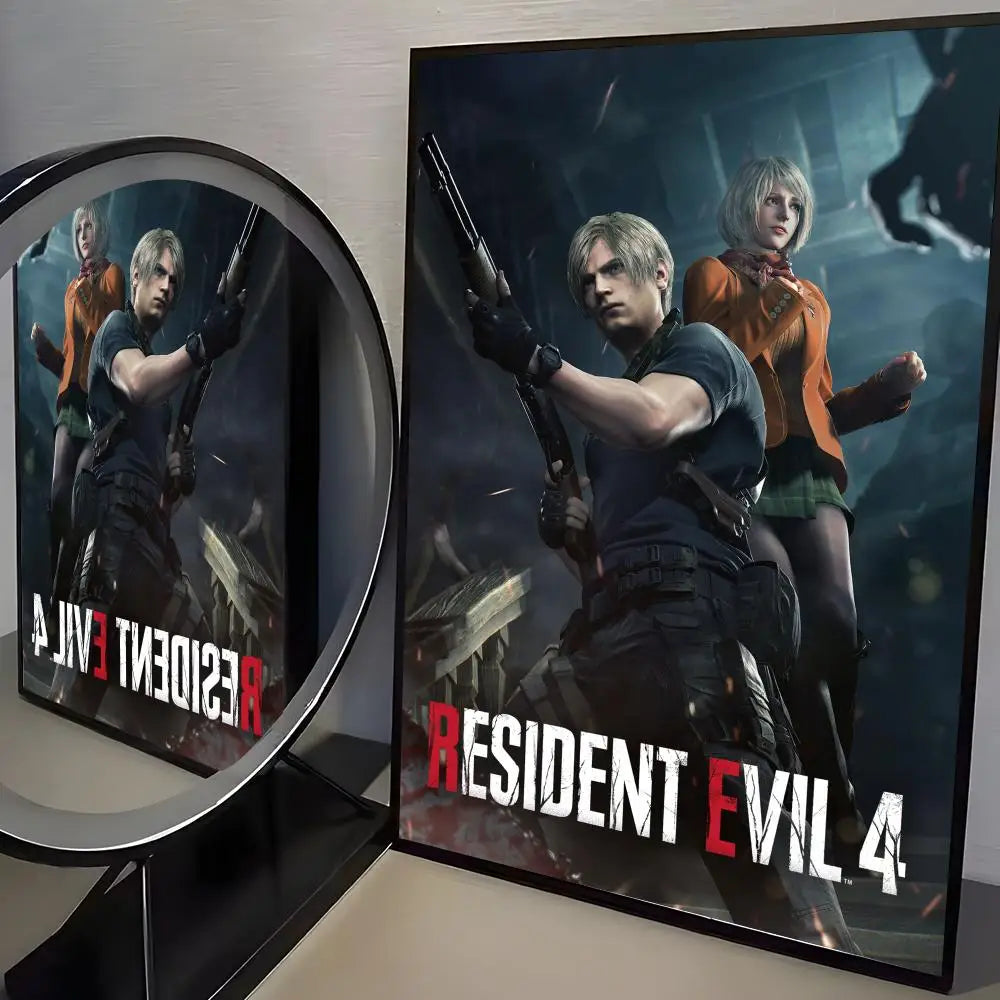 R-Resident Evil Game Poster Home Living Bed Room Bar Hallway Sticky Wall Art Printing Aesthetic Decor