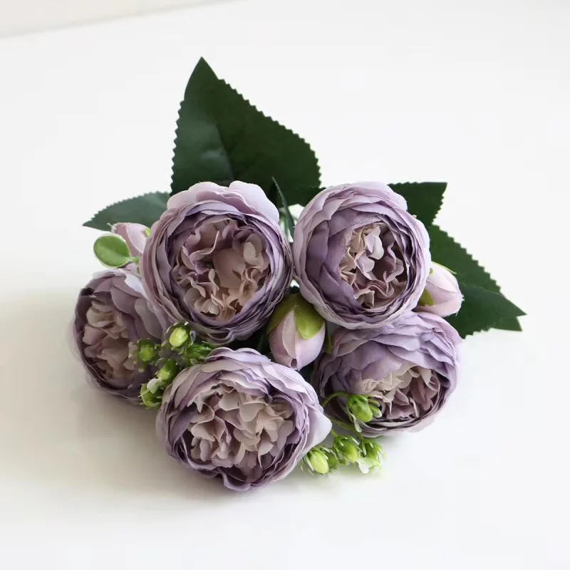 Artificial Flowers Rose Silk Peony Brial Bouquet Home Room Table Decora Festival Wedding Scrapbook Fake Plants Diy Gifts Props