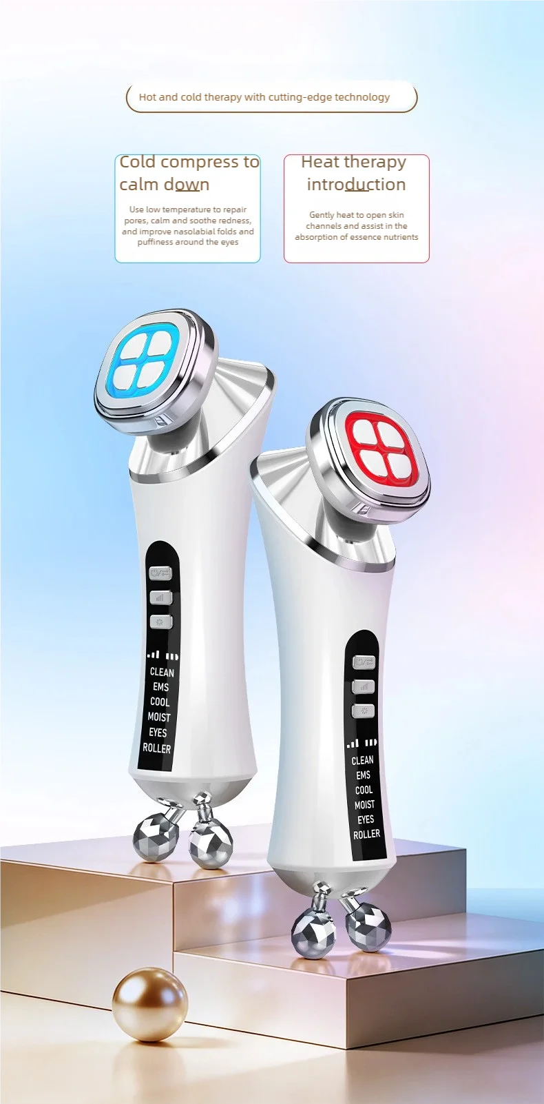 EMS Facial Micro-current Beauty Instrument 6Mode Eye Face Lift 3D Roller Massager 3 Colour LED Skin Tighten Massage Beauty Devic