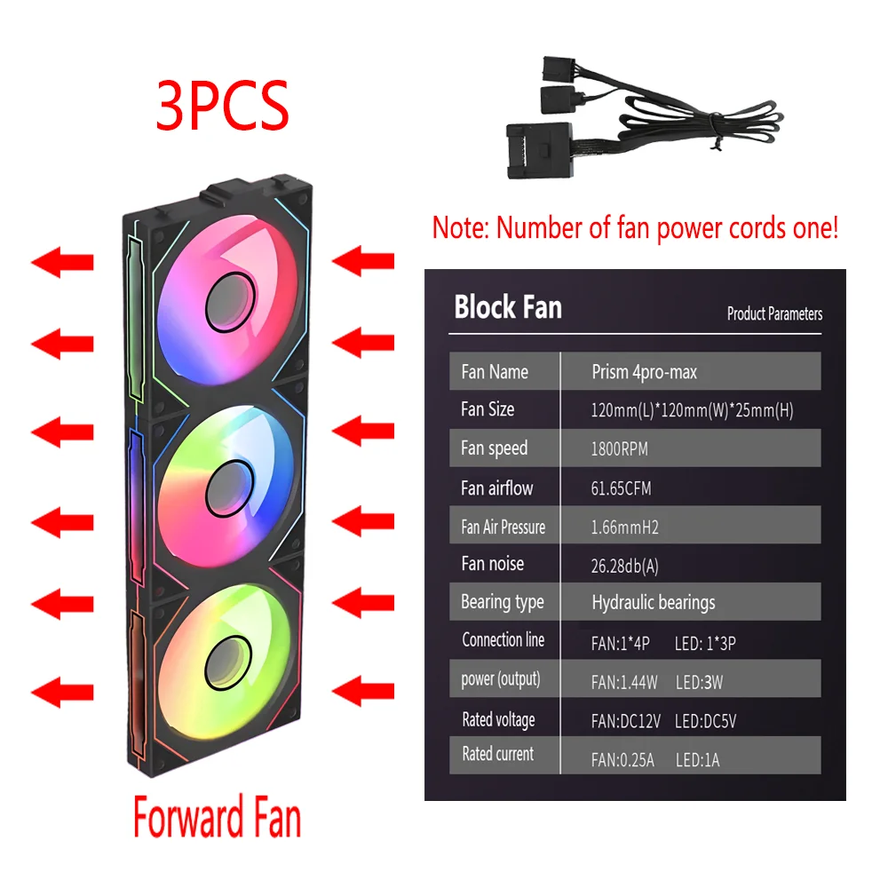 PC Case Fan 120mm ARGB Mirror Cycling Lighting Effect CPU Cooling Fan 4-Pin PWM 58.36CFM Fan for Computer Water Cooling