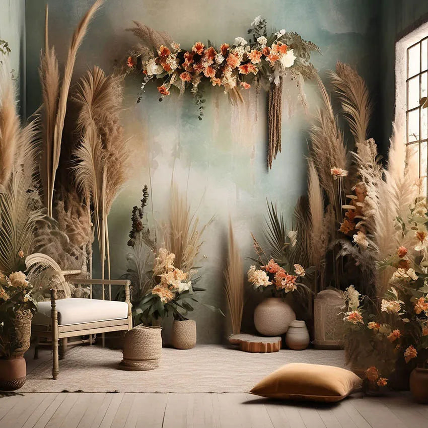 Interior Arch Boho Floral Photography Background Adult Birthday Wedding Maternity Portrait Decor Backdrop Photo Studio Supplies