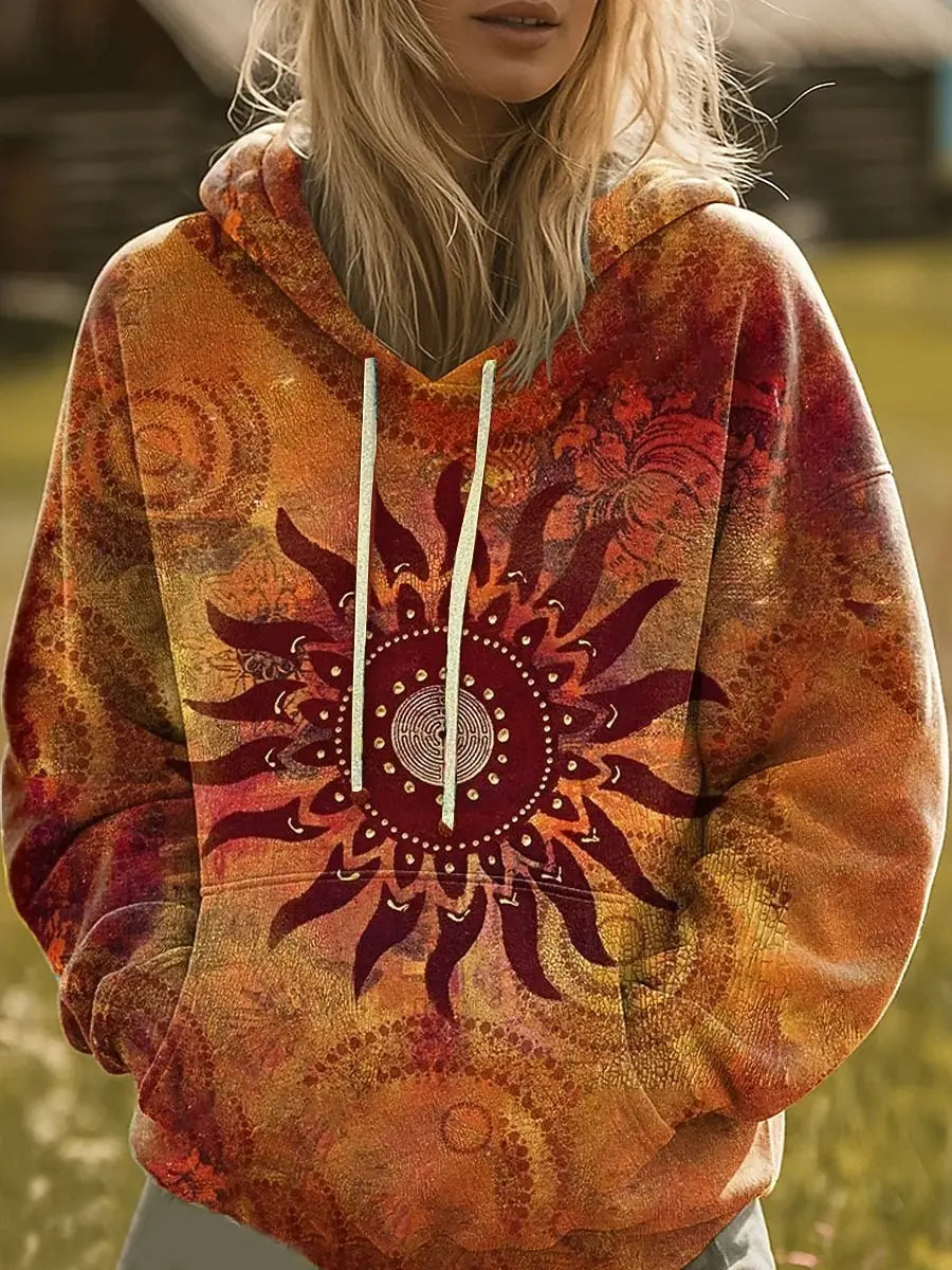 Women's Hooded Hoodies 3D Print Graphic Rainbow Casual Boho Casual Sweatshirts Pullovers Streetwear Women's Clothing Fall Winter