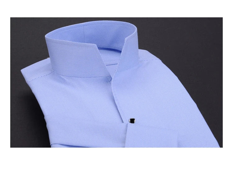 mens Long sleeve shirt  French stand collar business casual spring and autumn men's shirt