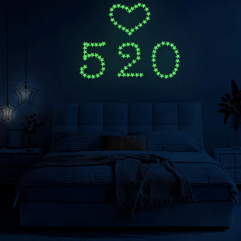 514pcs Glow in the Dark Star Stickers 3D Geometric Patterned Ceiling and Wall Decor for Kids Bedroom Halloween Home Decoration