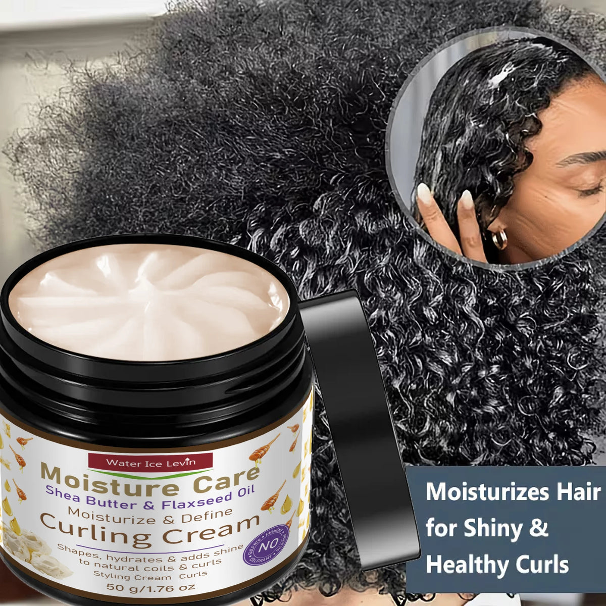 50g Moisture Care Curling Cream With Shea Butter Flaxseed Oil Moisturizes Hair Create Shiny Healthy Curls Define Natural Coils