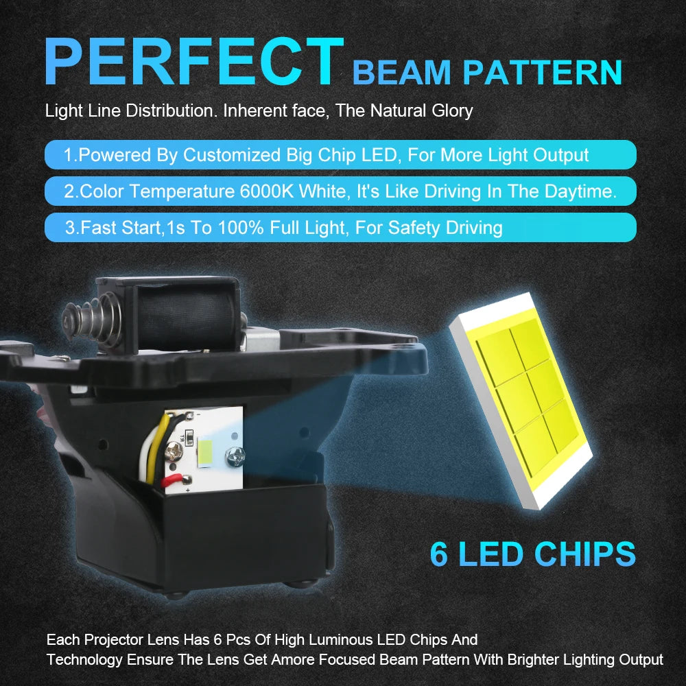 2PCS 3 Inch Bi LED Projector Headlights Lenses for Hella LED Lights Projector 3000W 32000000LM Diode Headlamp Car Accessories