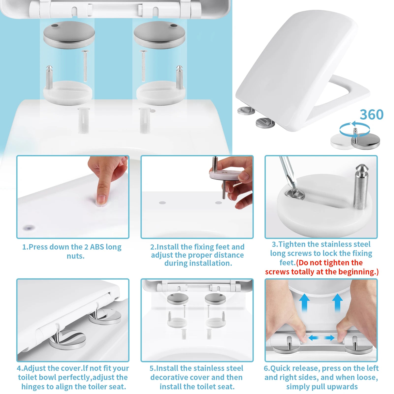 Toilet Seats with Slow Close Hinges Cover Toilet Accessory Portable Slow Down Seat Cover Bathroom Fixture Toilet Parts