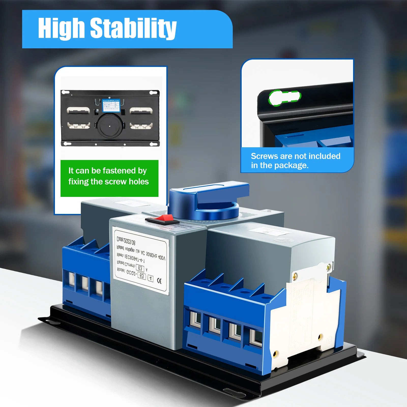 4P 63A 220V Dual Power Automatic Transfer Switch Manual/Auto Uninterruptible Emergency Power Supply Change-Over Switch -CB Level
