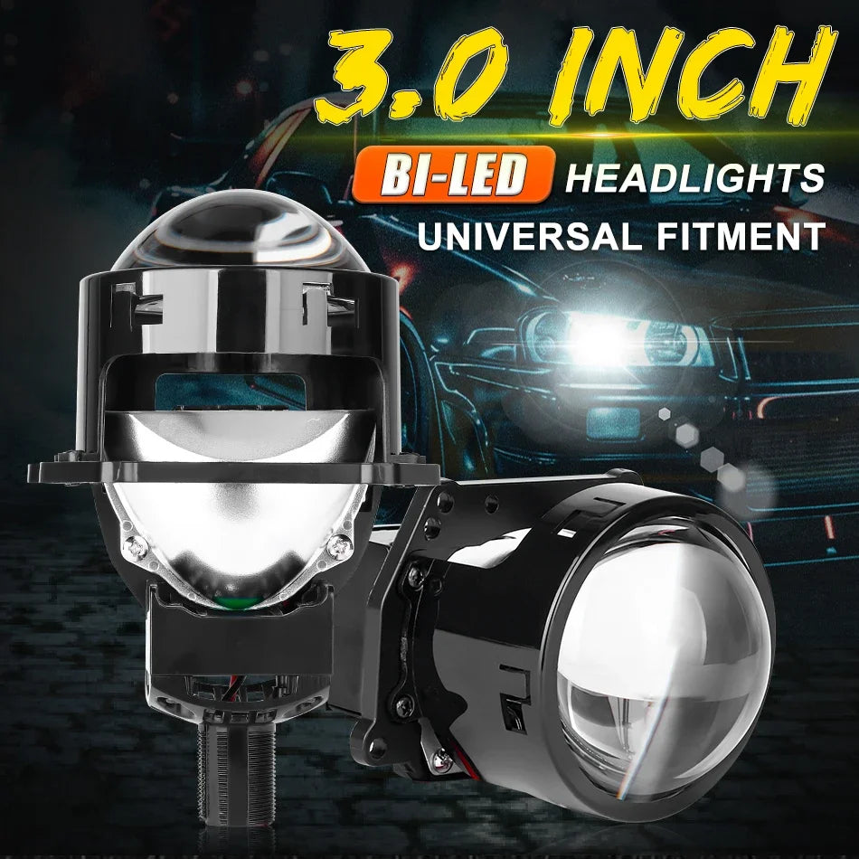 3 Inch H4 H7 LED Angel Eyes Bi LED Lenses 9005 9006 Projector Headlight For Hella Car Lights Headlamp Car Accessories RHD 160W