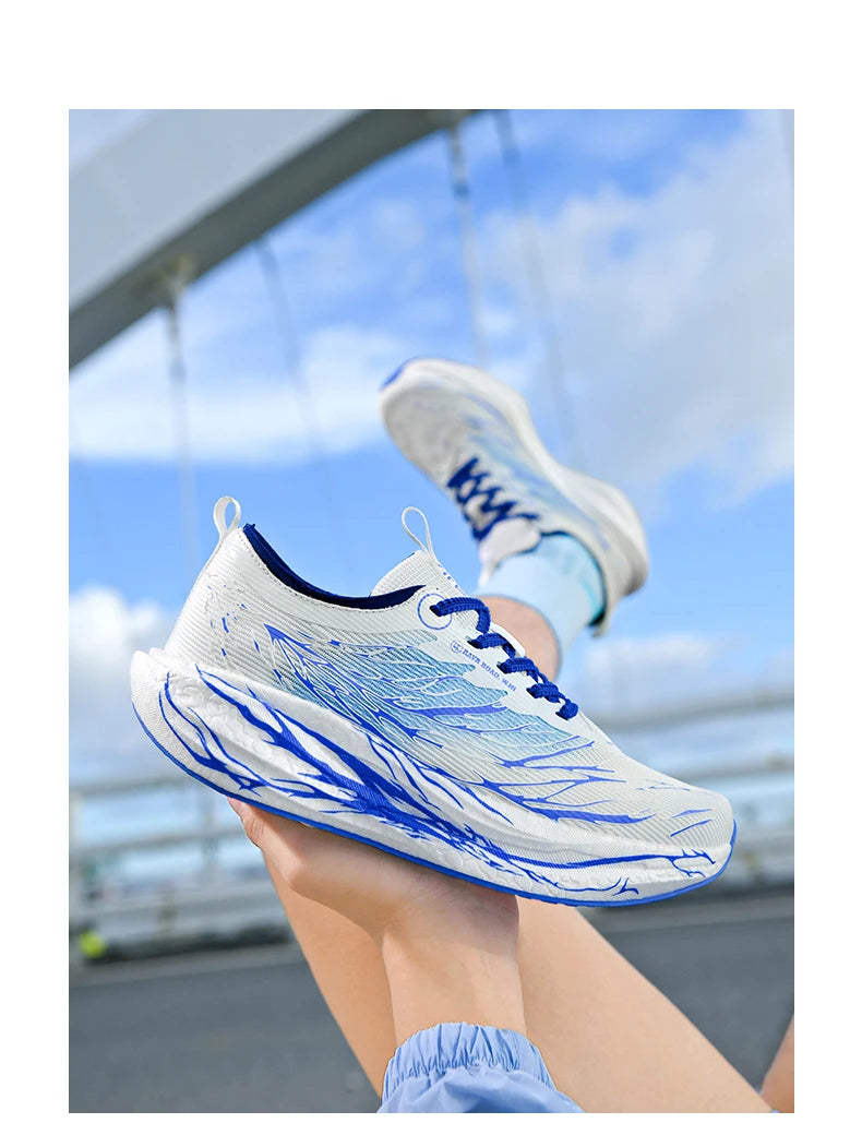 Fluorescence Running Shoes CarbonBoard Marathon Men Sports Breathable Women's Comfortable Athletic Sneakers Soft Wear Resistant