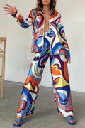 Spring New Two Piece Sets African Sets For Women New African Print Elastic Baggy Pants Rock Style Famous Suit Lady Outfits