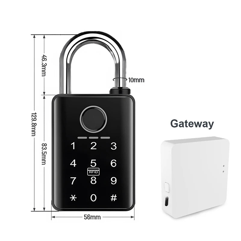 Tuya Smart Door Lock Fingerprint Padlock Password APP Card Key Unlock 7mm 10mm Smart Padlock Waterproof Electronic Lock