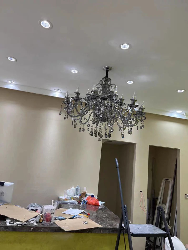 Modern Candle Crystal Lamp Living Room Large Crystal Chandelier Lighting Modern Atmosphere Restaurant Bedroom Hanging Lamps