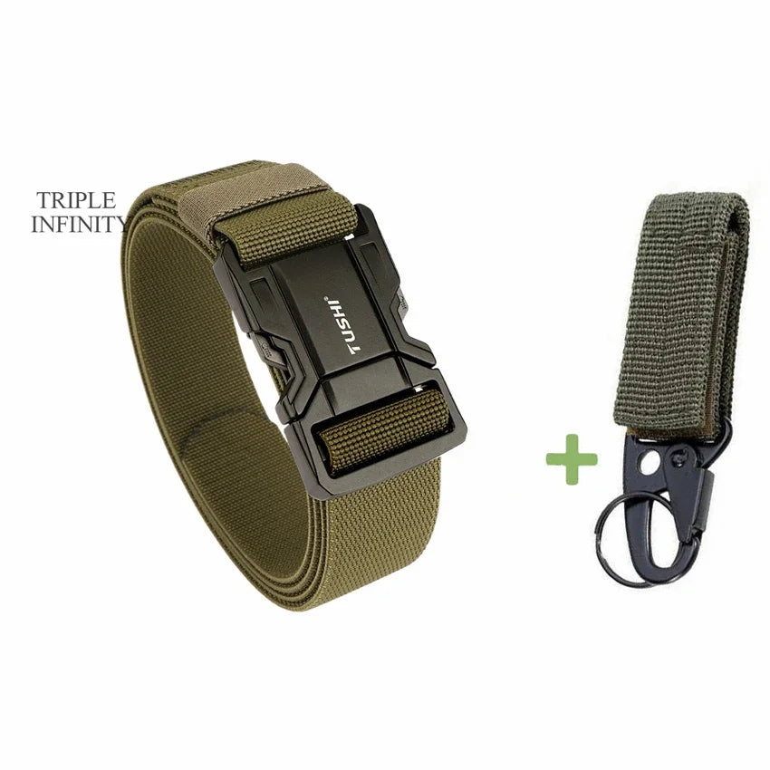 Quick Release Military Tactical Belts With Metal Buckle Durable Elastic Waist Belt Men Outdoor Training Stretch Strap For Pants