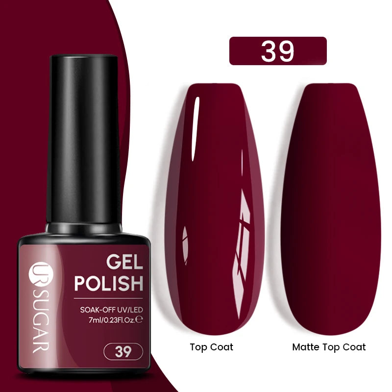 UR SUGAR 7ML Valentine’s Day Gel Nail Polish 107 Colors Classic Black Red Glitter Semi Permanent Autumn Soak Off UV Gel Varnish