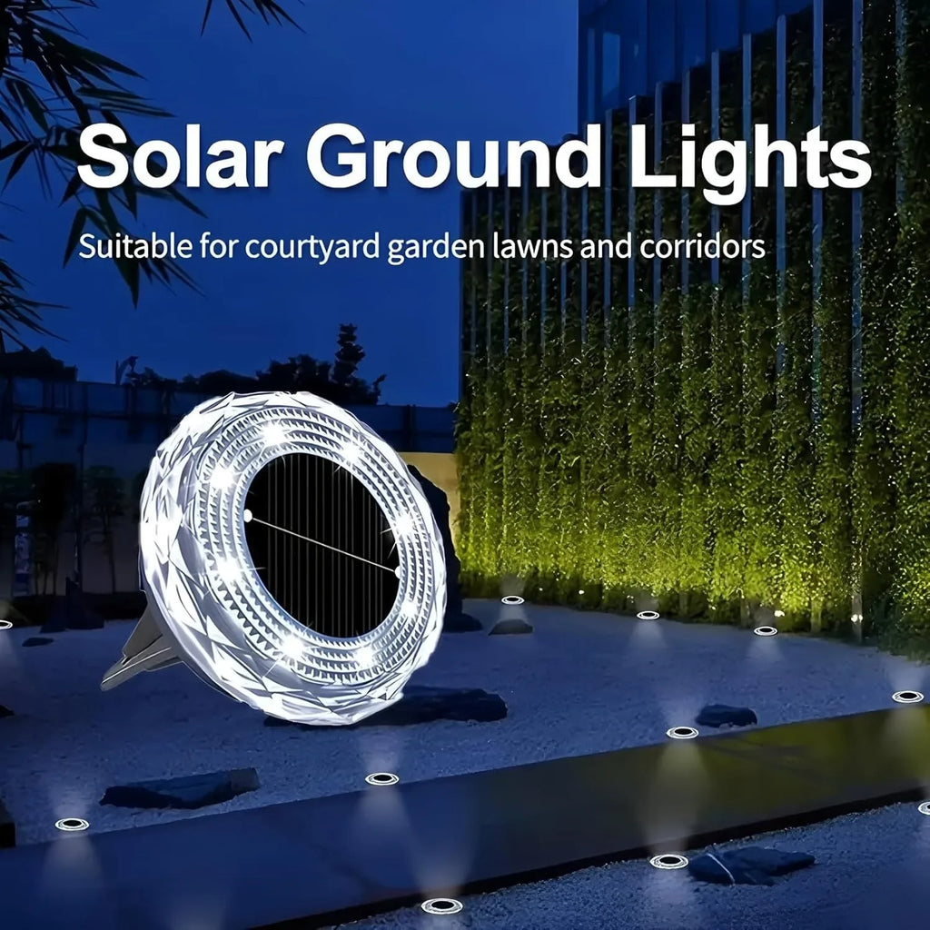 2/4pcs Solar Ground Lights 8LEDs Solar Lights Outdoor Bright LED Solar Disk Lights Outdoor Garden Pathway Driveway Lawn Lights