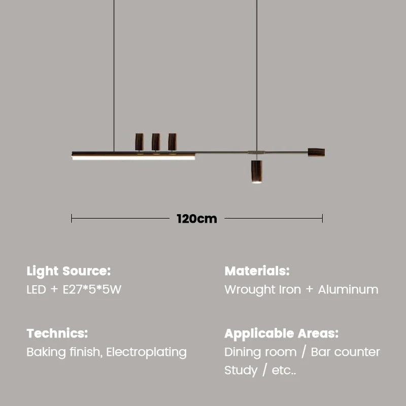 Minimalist Restaurant Chandelier Modern Light Luxury Simple Nordic Bar Table Spotlight Designer Creative Straight Strip Lights