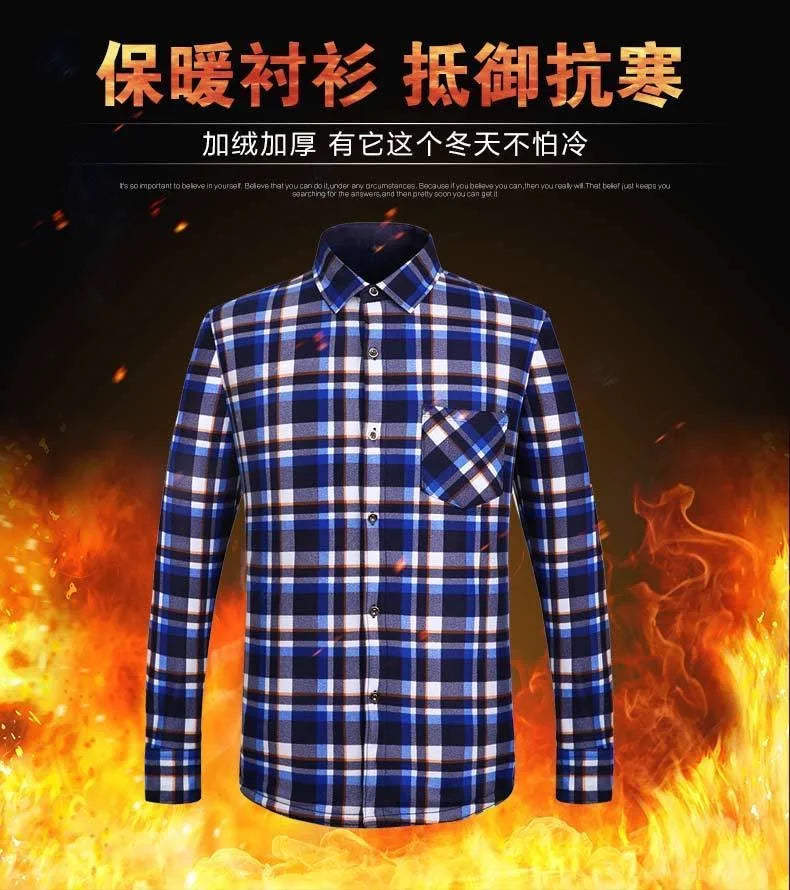 New Design Autumn Winter Warm Plaid Shirts for Men Evening Business Office High Quality Men's Winter Clothing Fashion Tops 2026