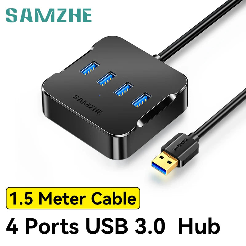 SAMZHE USB Hub 4 Ports Multiple USB 3.0 Hub Quick Sync USB Splitter for Laptop Extender for A Port Laptop PC Desktop and More