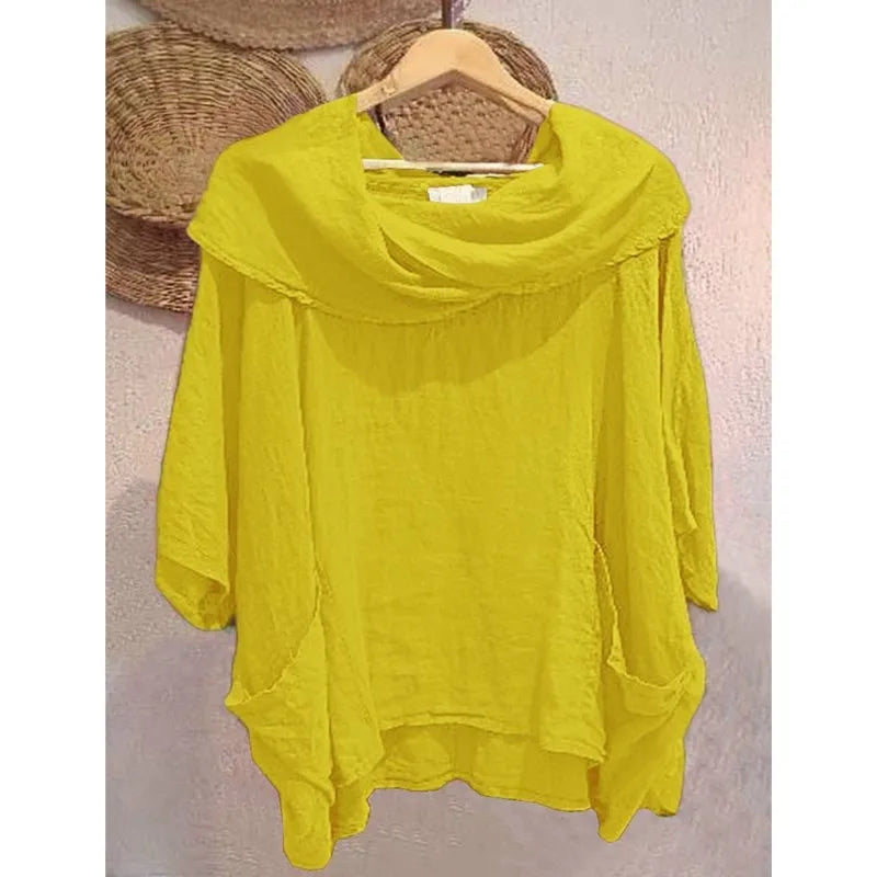 2025 Women New Fashion Off Shoulder Oversize Blouse Solid Bat Sleeve Tops Spring Summer Loose Irregular Hem Shirt Female Holiday